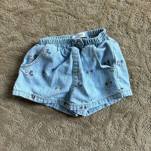 Zara Girls Mickey Disney Denim Shorts